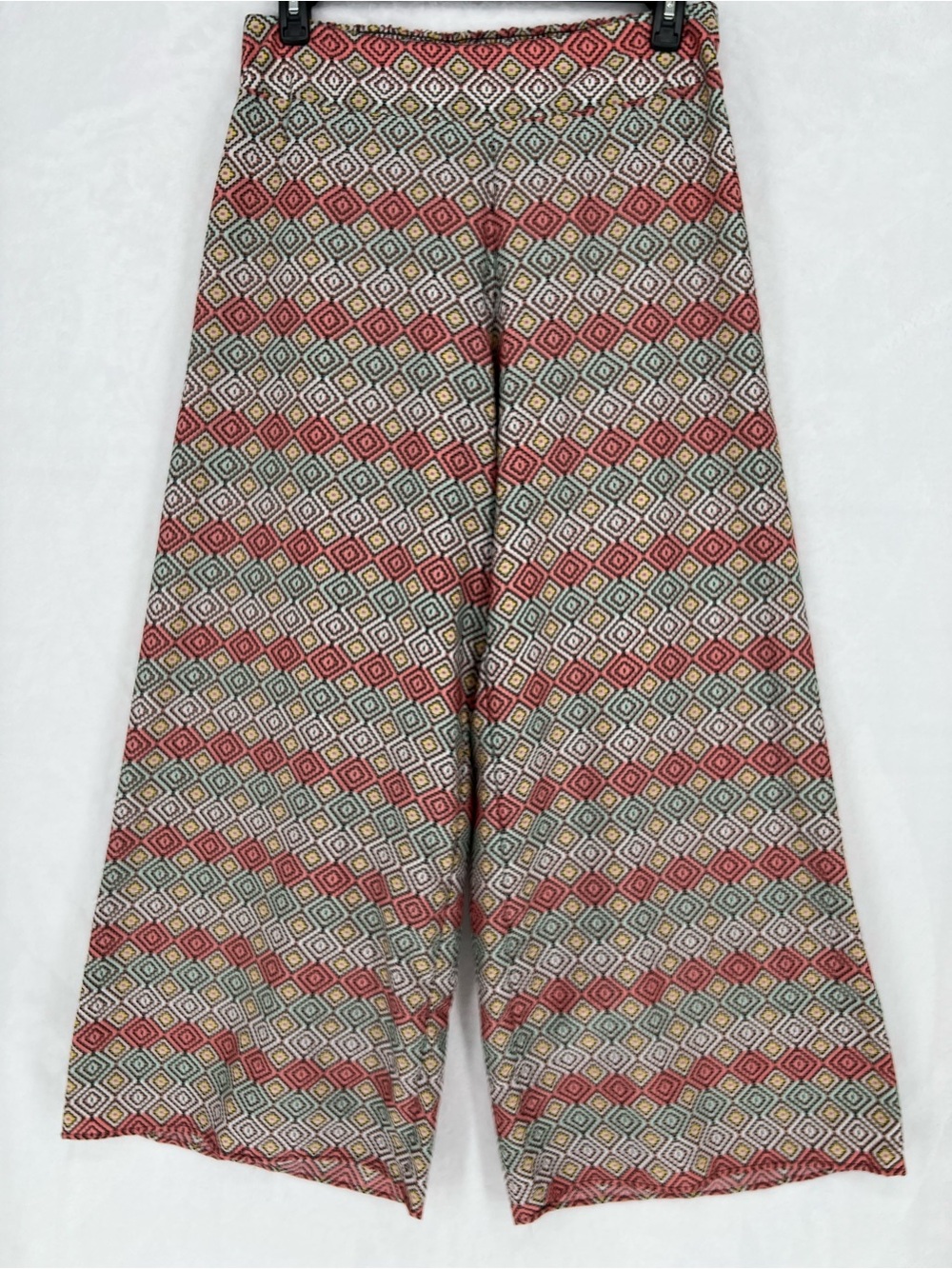 BAR III Women's Wide Leg Palazzo Pants Sz L Cruise Vacation Resort Geometric
